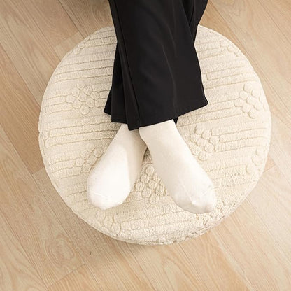Asuprui Pouf Ottoman Foot Rest – Plush Round All-in-one Foam Stool for Cozy Lounging, Floor Pouf & Chic Decor (Linen)
