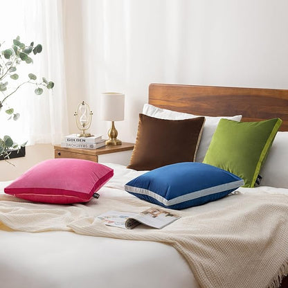 Phantoscope Pack of 2 Velvet Throw Pillow Covers, Decorative Soft Velvet Pillows Accent Double-Sided Gusseted Design, Square Cushion Case for Couch Sofa Bed, Deep Coffee, 18 x 18 inches 45 x 45 cm