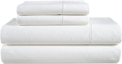 100% Egyptian Cotton Bed Sheets King Size – Silky Sateen Weave for All Season Comfort, Snug Fit 15" Deep Pocket, OEKO-TEX Certified, Fade Resistant, Durable Hotel Comfort at Home -Swiss Dot White