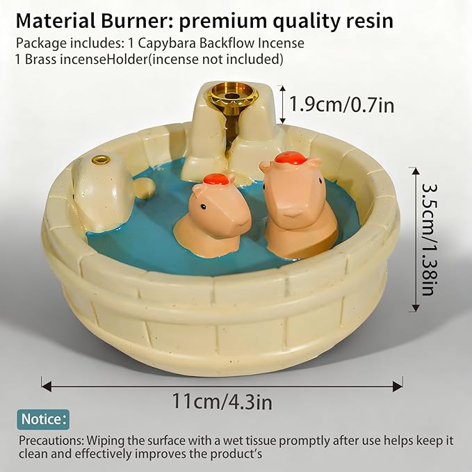 White Capybara Backflow Incense Holder - Adorable Unique Design with Waterfall Effect for Relaxation & Aromatherapy | Perfect for Energy Cleansing,Yoga,Meditation,Zen Spaces, and Altar Decor