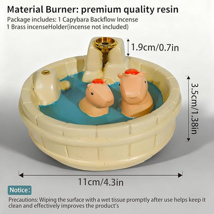 White Capybara Backflow Incense Holder - Adorable Unique Design with Waterfall Effect for Relaxation & Aromatherapy | Perfect for Energy Cleansing,Yoga,Meditation,Zen Spaces, and Altar Decor