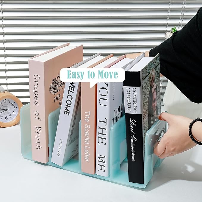 BAYTORY 2Pcs Acrylic File Holder Purse Organizer, Sturdy Desktop File Sorter Organizer, Binder Shelf for Office Desk Kitchen Shelf Closet (Green)