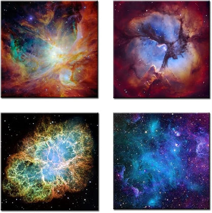 Kreative Arts - Canvas Prints Wall Art Cosmic Cloud Orion Nebula and Crab Nebula Modern Wall Decor Stretched Gallery Canvas Wrap Giclee Print Ready to Hang (12''x12''x4pcs/Set, Multi)