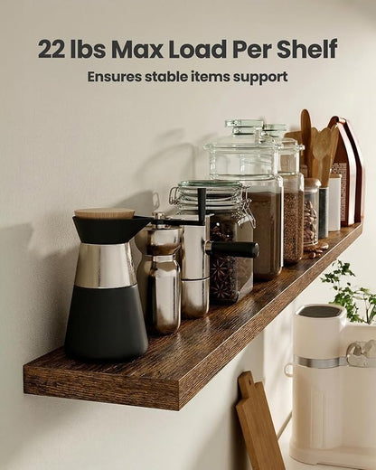 AMADA HOMEFURNISHING 47.2" L Floating Shelves, Wall Shelves Set of 3 for Bathroom/Living Room/Bedroom/Kitchen, Floating Shelves for Wall Decor with Invisible Brackets - AMFS55V