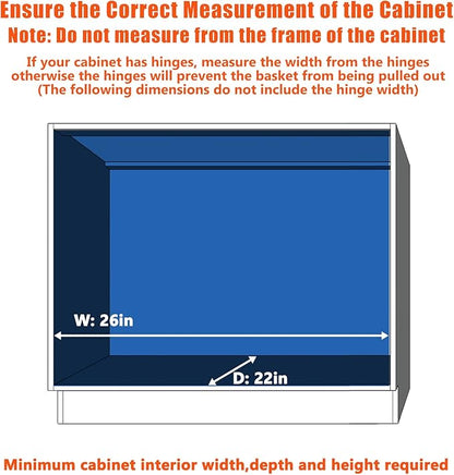 ROOMTEC Pull Out Cabinet Organizer, Cabinet Pull Out Shelves 25½" W x 21½" D, Heavy Duty Cabinet Drawers Slide Out Kitchen Cabinet Organizers Storage Shelf