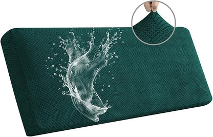 Easy-Going Waterproof Couch Cushion Covers for Couches and Sofas, Stretch Jacquard Sofa Seat Cover Replacement for Dogs, Pets, Durable Furniture Protector for Oversized Sofa Cushions, Emerrald Green