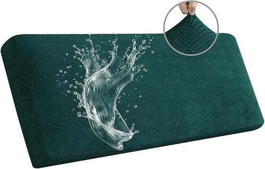 Easy-Going Waterproof Couch Cushion Covers for Couches and Sofas, Stretch Jacquard Sofa Seat Cover Replacement for Dogs, Pets, Durable Furniture Protector for Oversized Sofa Cushions, Emerrald Green