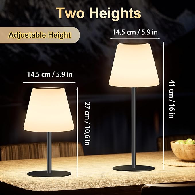 Solar Table Lamp Rechargeable Outdoor Solar Lamps with Light Sensor,Battery Operated Outdoor Lamps for Patio Waterproof,Dimmable Warm White and RGB LED Patio Lamp for Outside Terrace.