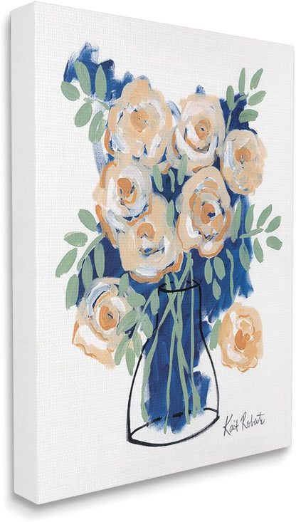 Stupell Industries Abstract Flower Swirls Pink Roses Line Art Vase, Design by Kait Roberts