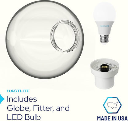 KASTLITE Lamp Post Globe Combo Lighting Fixture | 10" Clear Acrylic Lens with White Fitter & Twist Lock Mounting | Fits 3" Diameter Posts (Not Included) | Comes with with 5000K LED Bulb