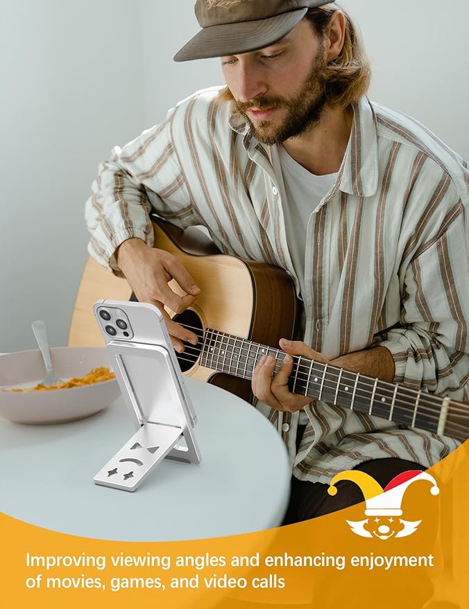 Ultra - Thin Portable Phone Stand: Foldable & Space - Saving, Fits 3.7-7 inch Devices, Silver