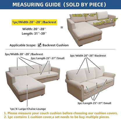 Eismodra Backrest Covers for 3 Cushion Couch Sofa Magic Stretch Sofa Slipcover for Dogs Pet L Shape 2 Seat Replacement Furniture Protector,Cream White Width 20-28 inches(Only 1 Piece)