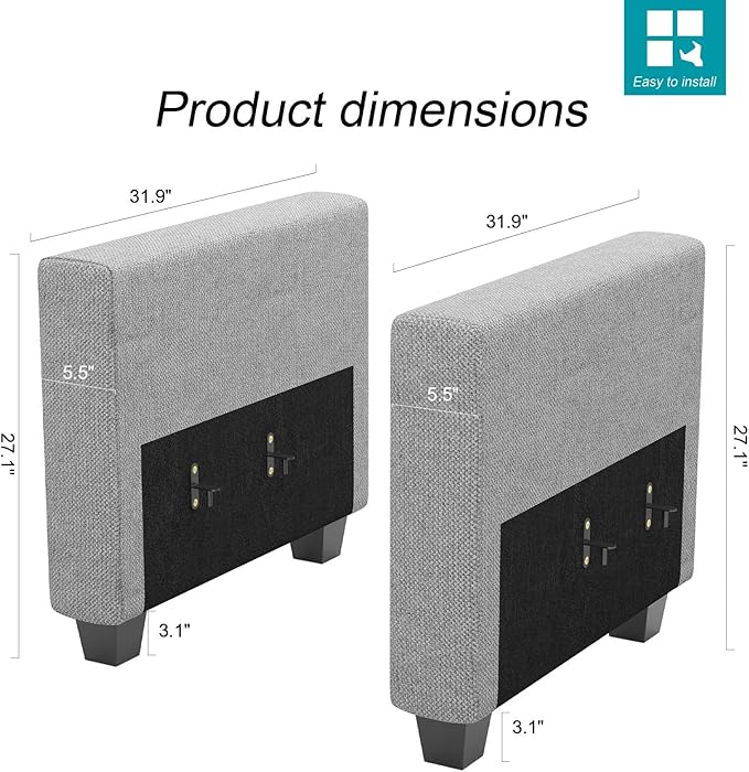 Belffin Armrest Module for Modular Sectional Sofa Couch Side Armrest for Sectional Modular Sofa Fabric Light Grey