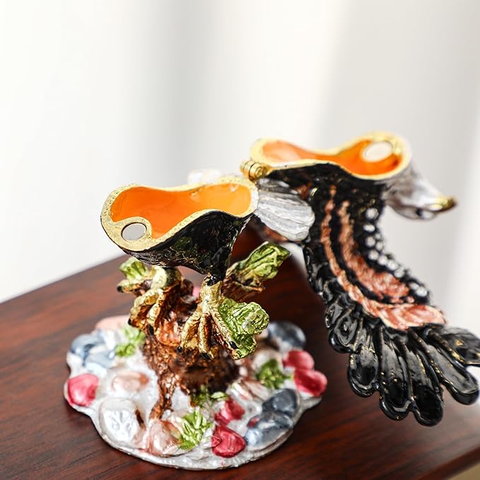 YU FENG 3.9inch Eagle Trinket Box Small Hinged Trinket Boxes Animal Enamel Jewelry Trinket Box Eagle Figurine Ring Box for Daughter Girl Women Christmas Gift