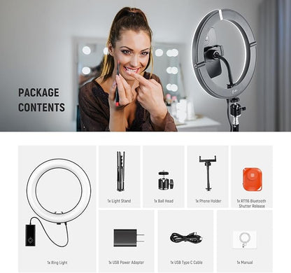 NEEWER 10" 20W High Power LED Ring Light for Phone with 71" Tripod Stand, Bi Color Ringlight, Phone Holder Compatible with iPhone for Video Recording Selfie Makeup Studio Live Streaming TikTok, RH10B