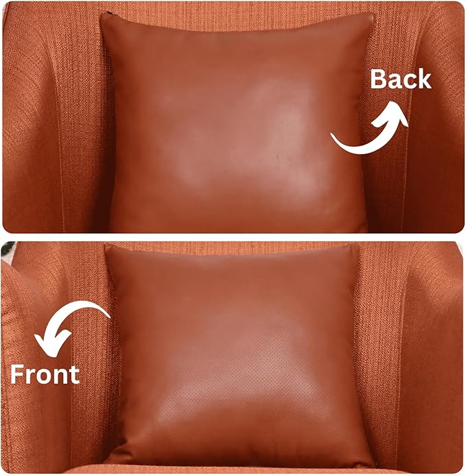 LL LEATHER LOVERS Genuine Lambskin Leather Pillow Cover, 16x16 Inch Case for Lumbar Throw Couch Pillows, Thick & Soft Cushion Covers for Sofa Bed Home Décor (Textured Terracotta Pack of 1)