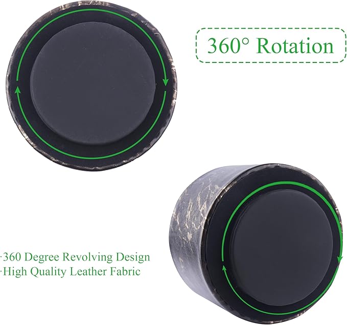 Round Leather Art Supply Organizer,Remote Control Holder,360-degree Rotating Pen Organizer with 4 Compartments(1-Marble Black Gold)