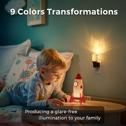 L LOHAS LED Night Light, 2 Pack Dimmable Night Lights Plug into Wall, Color Changing Nightlight RGB with Auto Light Sensor for Halloween, Christmas, Holiday, Hallway Bedroom Kids Room