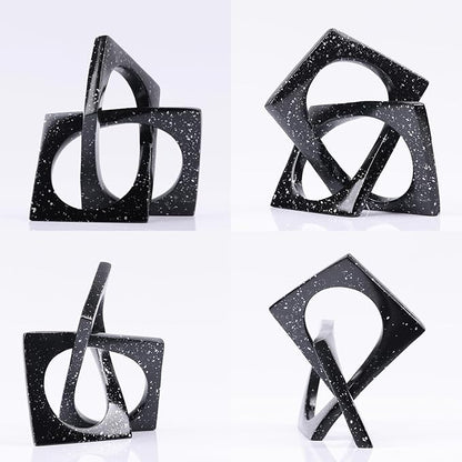 DOVDOV Black Home Room Decor, Geometric Knot Figurines, Unique Home Decor, Modern Decorations for Shelf Mantle Coffee Table tv Stand Console trinkets.