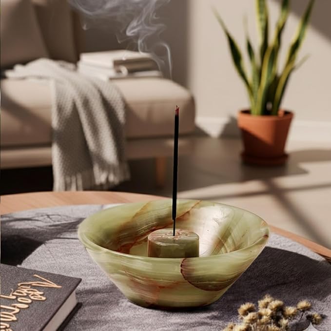 Radicaln Marble Incense Holder 5.5" Inches Green Handmade Incense Stick Holder for Palo Santo Holder, Ideal Marbles Ashtray & Incense Holder Marble for Bedroom