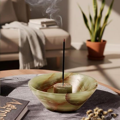 Radicaln Marble Incense Holder 5.5" Inches Green Handmade Incense Stick Holder for Palo Santo Holder, Ideal Marbles Ashtray & Incense Holder Marble for Bedroom