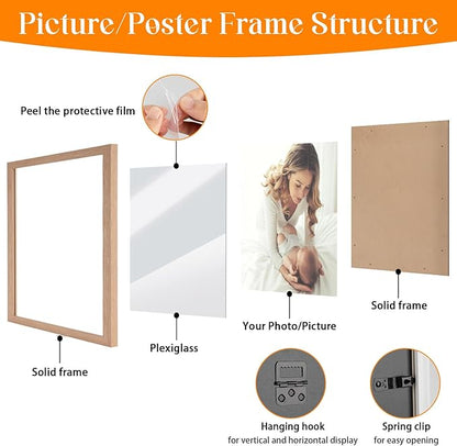 22x22 Frame Natural Woodgrain, 22x22 Picture Frame Beige, Rustic Poster Frame, Large 22 by 22 Gallery Family Concert Portrait Photo Frame Anniversary/Birthday/Wedding/Thank you/Christmas Gift