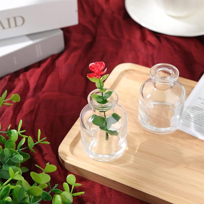 Mimorou 24 Pack Clear Glass Bud Vases Bulk Small Glass Living Vases for Centerpieces Vintage Table Decorative Bottle for Flowers Rustic Wedding Reception Party Decoration(1.85 x 2.87 in)