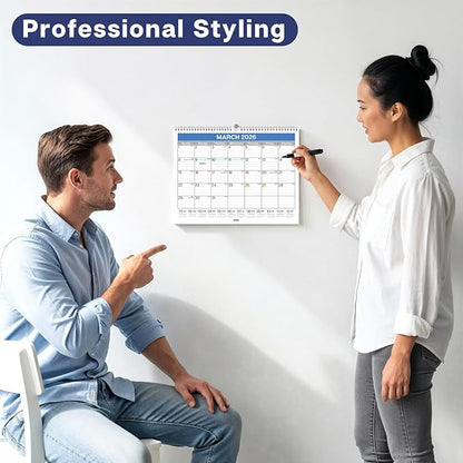 Dunwell 2026 Wall Calendar 12x15 (Blue), Large Lined Monthly Calendar, Jan – Dec 2026, 12 x 15 Size, Professional Style for Home, Office, School or Organization
