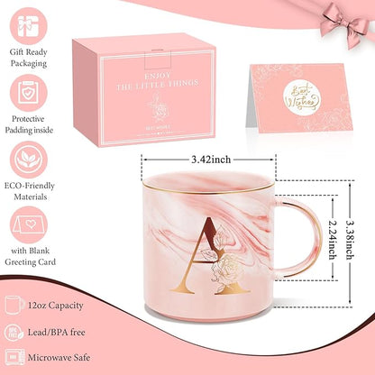 Valentines Day Gifts for Her, Anniversary Birthday Galentines Gifts for Women Mom Grandma Friend Sister Wife Teacher Coworker, Personalized Initial Customized Gift Monogrammed A-Z Coffee Mug 12 OZ
