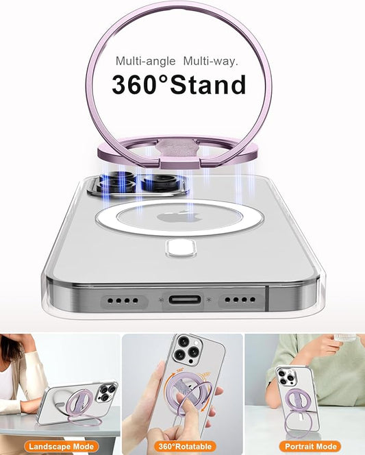 EWA MagOne 3rd Gen [Compatible with MagSafe] Phone Grip Stand with Finger Strap, Removable Magnetic Ring Holder Kickstand Loop for iPhone 17,16,15,14,13,12 Series (Purple)