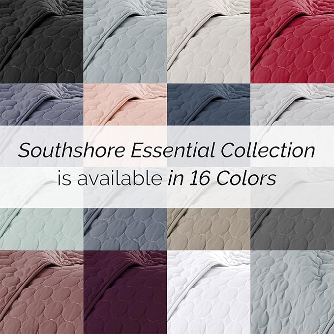 Southshore Fine Living, Inc. King Size White Quilt Bedding Set with 2 Pillow Shams, Quilted Summer Comforter, King Size, Light Weight Bedspread, California/King Quilt Coverlet, Bright White