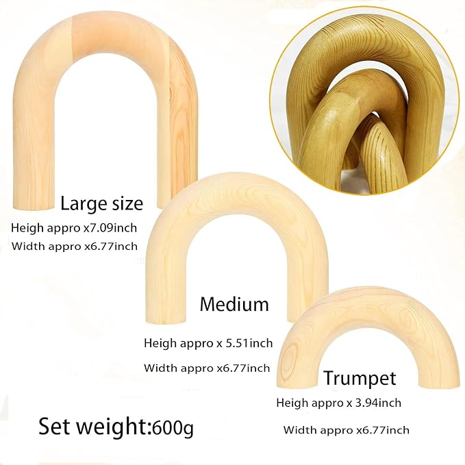 3Pcs Wood Arch Decor Accents - Home Book Table Decorative Rustic Arch Decor Modern Boho Minimalist Coffee Table Bookshelf Living Room Entryway Aesthetic Decorations Objects (Wood Color)