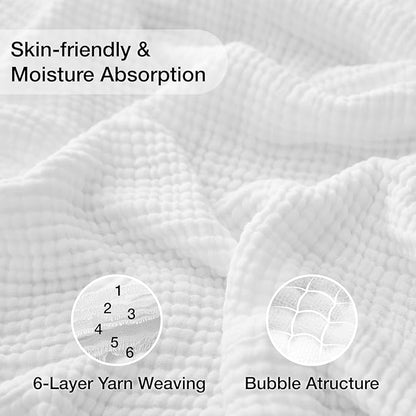 100% Cotton Muslin Blanket 40" x 40", Breathable and Lightweight Cotton Throw Blankets, Soft Cooling Summer Gauze Blanket for All Season, White