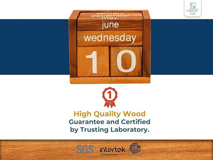 BSIRI Wooden Perpetual Calendar Desk Blocks Cute for Date Cubes Display Decor Gifts for Dad Mom Office Block Monthly Small Planner Family Birthday Wood Block Calendar for Desk