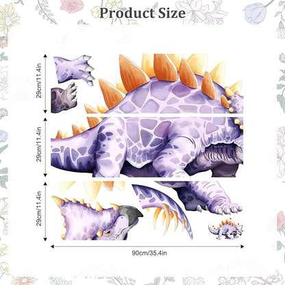 Large Dinosaur Wall Decals, Purple Stegosaurus Dino Wall Stickers Vinyl Peel and Stick Wall Decal Self Adhesive Wall Art Sticker for Baby Nursery Kids Room Home Decor (42.1 * 51.2in)