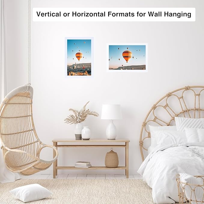 8x11 Picture Frame Set of 2 White for Wall Hanging or Tabletop- Wall Mounting Horizontally or Vertically, 8 x 11 Wall Gallery Poster Photo Frame for 8 by 11 Photo,2 Pack, White