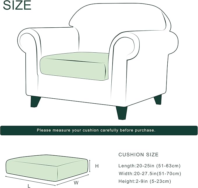 CHUN YI Stretch Chair Couch Cushion Cover for Armchair, Individual Sofa Seat Cushion Covers for Chairs, Slipcover Replacement with Spandex Jacquard Fabric(Small,Black)