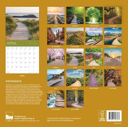 Pathways Wall Calendar 2026 | 12" x 24" Open | Giftable Nature Calendar 2026 | Thick & Sturdy Paper for Organizing & Planning | Pacific Waters Press (Pathways)