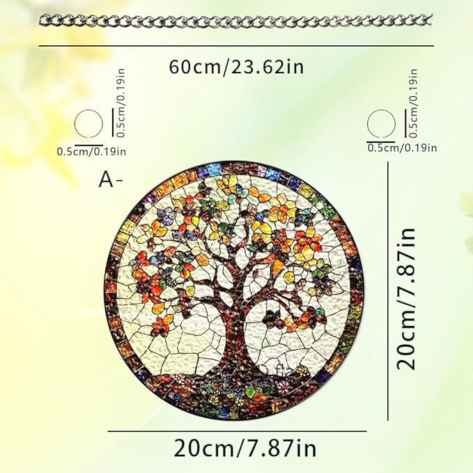 Chrismas Acrylic Stained Glass Window Hanging,Sun Catcher Decor Stained Panel Hangings Wall Art Decor, 2026 8x8inch (SCL008 Tree)