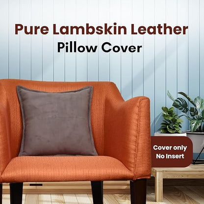 LL LEATHER LOVERS Genuine Suede Leather Pillow Cover, 20x20 Inch Case for Lumbar Throw Couch Pillows, Thick & Soft Cushion Covers for Sofa Bed Home Decor (Suede Grey Box Pack of 2)
