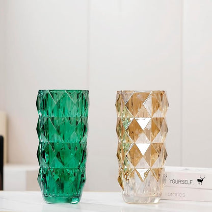 Flower Vase for Decor Glass Green Vase 11" Tall