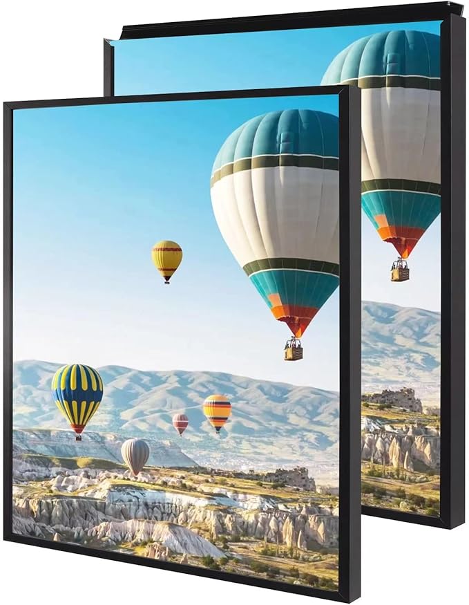 24x32 Poster Frame, Plexiglass, Set of 2, Black Snap Frames, Front-loading Frame, Coating Aluminum Profile, Display Horizontally & Vertically