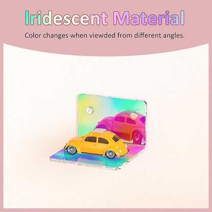 Sezanrpt 4 Inches Iridescent Small Wall Shelves, 4mm Thickness Acrylic Small Floating Shelf for Figures, Plants, Security Cameras, Speakers, Moisture-Proof, 2 Pack