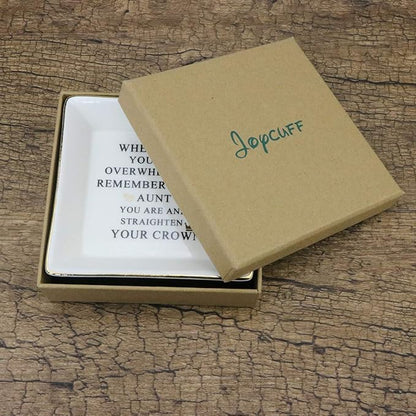 JoycuFF Inspirational Aunt Gifts Ring Trinket Dish Jewelry Plate Home Decor-Birthday Gifts for Women Unique