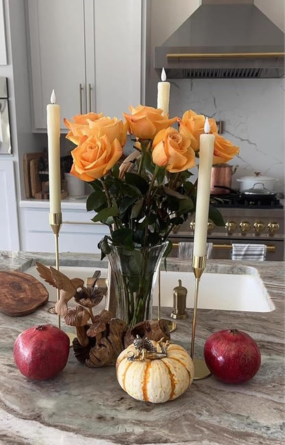 Delicate Light Gold Candlestick Holders of 6 PCS Taper Candle Stick Holders for 3/4" Taper&Led Candle, Elegant Candle Holder for Table Centerpiece/Wedding/Party/Dinning/Anniversary/Decor