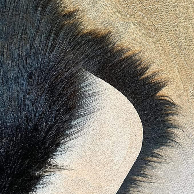LAMBZY High Pile Super Soft Faux Sheepskin Rug (Black, 2'x3')