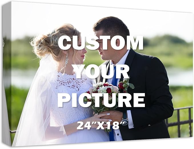 YYYYHPP Canvas Prints with Your Photos, Personalized Photo to Canvas Wall Art,Canvas Printing for Wedding, Family, Baby, Pets, Home Office Decor, Wrapped Frame 24"x18"