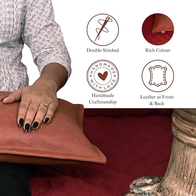 100% Lambskin Leather Pillow Cover - Sofa Cushion Case - Decorative Throw Covers for Living Room & Bedroom, 16X24 Inch - Light Brown Crunch Box Pack of 1
