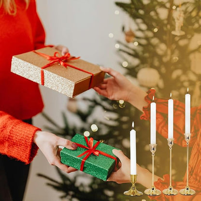 Candlestick Holders Taper Candle Holders, Gold Vintage Candle Stick Candle Holder for Pillar Candles Table Centerpiece, Wedding Reception, Festive Christmas Mantel Decor or Home Decor