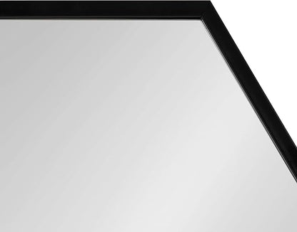 Kate and Laurel Rhodes Modern Hexagon Wall Mirror Set, 3 Pieces Black, Chic Geometric Mirror for Wall